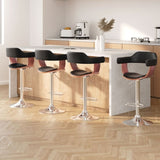 Artiss 4x Bar Stools Gas Lift Leather w/Armrest Black BA-TW-8006A-BKX4