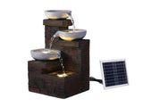 Gardeon Solar Fountain 4 Levels Cascading Bowl Water Feature 75cm Brown FOUNT-BOWL-4LVL-GY