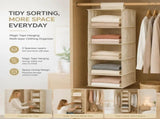 Cotton Linen Multi Layer Hanging Storage Bag, 5 Tier, Beige, Mess-Free Wardrobe V1221-XM-LB2101-ZS51