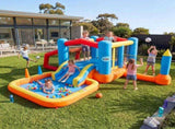 Keezi Inflatable Kids Pool Play Park Jumping Castle Volleyball Net with Blower Balls 4mx4.37m IOT-PARK-2746