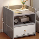 Modern Nightstand Light Gray Wood Grain Safety Tray Storage White Drawer 48cm V360-ZC-FNBT0069-GYWT-1D-47