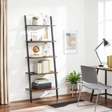 5-Tier Bookshelf Rack, Rustic Brown and Black V178-11390