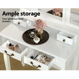 Artiss Dressing Table Stool Set Foldable Mirror White DRESS-C-3MIR-4D-WH