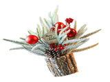 35cm Tabletop Xmas Tree Bark Wooden Barrel Decoration Artificial Bouquet Ornament for Home Hotel V1294-YM0901-3115240094711