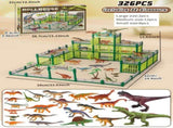 DIY Jurassic Theme Park Building Set for Kids, Creative Dinosaur Arena Toy with Realistic Dinosaurs V1341-ZY-43VALZ7M-137PCS-GREEN