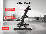 Everfit Dumbbell Rack 3-Tier Heavy Duty Weight Storage for Home Gym 300kg Capacity Black FIT-I-RACK-3L