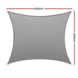 Instahut Shade Sail Cloth Shadecloth Square Sun Canopy 5x6m SAIL-DL-L-5X6-C-GR