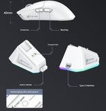 High-Performance Tri-Mode Wireless Gaming Mouse - 22000 DPI, Rechargeable, with RGB Charging V888-ELOSUNG35677