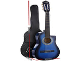 Alpha 34 Inch Classical Guitar Wooden Body Nylon String w/ Stand Beignner Blue GUITAR-D-34-BLUE-CAPO