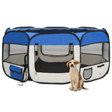 Foldable Dog Playpen With Carrying Bag Blue 145x145x61 Cm 43_171016