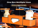 Multifunctional Car Seat Back Storage Box, Car Organizer with 2 Cup Holders, Tissue Box and Hanging V1366-AZ2-W-11464