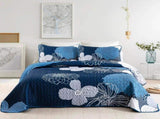 Frosted Magnolia Chic blue 3 Pc Bedspread & Pillow Cover Set V745-AC080380Q13U