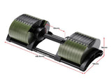 Powertrain Eon Dial Up 72KG Adjustable Dumbbells Pair with Stand - Green DMB-B10-036-GN-2S