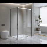 Adjustable 1400x1010mm Single Door Corner Sliding Glass Shower Screen in Chrome V63-845721