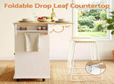 Artiss Kitchen Island Trolley Rolling Serving Cart Storage Drawer Cabinet 150cm White FUR-S-KI-FLD130-WH-AB
