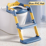 children's toilet trainer, toilet assistance ladder, portable toilet seat, PVC cushion, foldable V1102-113-40869-BLU-PVC