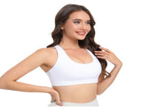 2-Pack White High-Support Shockproof Sports Bra - Women's Backless Yoga Running Vest with V888-ELOSUNG39887