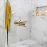 90cm Frameless Diamond Shower Screen Channels with SS Hinges in Gold, Round Handles V63-911381