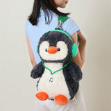 Headphone Penguin Backpack Plush Toy 2-in-1 Creative Doll Bag 15.7 Inches Nylon Material with V1369-AZ3-W-13459