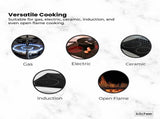 Kitchee 32cm Carbon Steel Wok Set Flat Bottom with Wood Lid Spatula - Induction Ready V238-SUPDZ-41318283444304