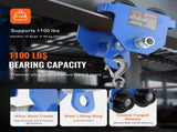 Manual Trolley, 0.5 Ton Load Capacity Push Beam Trolley with Dual Wheels, Adjustable for I-Beam V952-FZSTXC05T2555HYFGV0