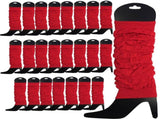 24 LEG WARMERS Knitted Womens Neon Party Knit Ankle Fluro Dance Costume 80s BULK - Red V563-BR-24NNLEGWRMR-RED