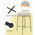 Gardeon Outdoor Bar Table Wicker Dining Bistro Patio Balcony Glass Table Steel ODF-BA-TW-RATTAN-TABLE