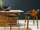 Artiss 2x Bar Stools Swivel Seat Curving Backrest BA-TW-8565-BKX2-AB