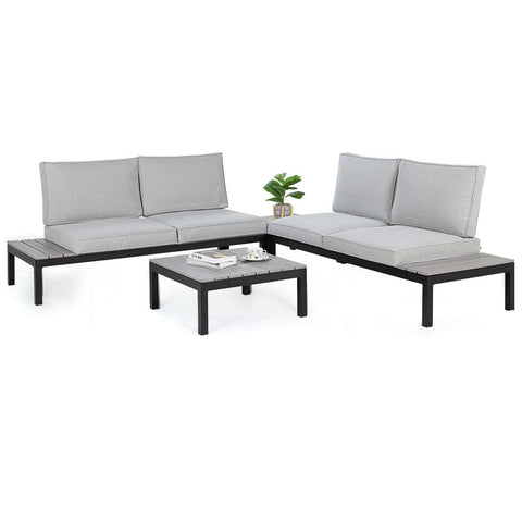 FORTIA 4 pc Outdoor Furniture Setting, 4 Seater Lounge, Chairs and Side Tables, for Outdoors Garden V219-OTDOLSFOA4PA