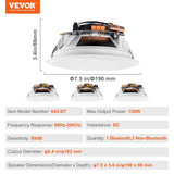 VEVOR 4 PCs 165.1 mm Bluetooth in Ceiling Speakers, 150W, Flush Mount Ceiling & in-Wall Speaker V952-DPXDYSQ65YCSYB22LV3