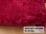 Laura Hill 800-GSM Mink Blanket Queen Size Double-Sided Soft Plush Bed Faux Throw Rug Red MNKHV-RD