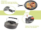 Orange Camping Cookware Set for 23 People Portable Outdoor Cooking Pot, Frying Pan & 1.1L Kettle V888-ELOSUNG54633