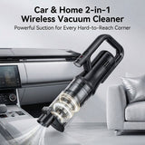 Black Cordless Handheld Vacuum Cleaner with 5 Brush Attachments & LED Light for Home Car - 18KPA V888-ELOSUNG52042