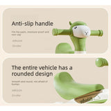 Cartoon Alpaca Kids 4-Wheel Balance Bike, Pedal-Free Toddler Scooter with Lights & Music for Ages V1265-AU-498-BROWN