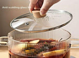 Glass Cooking Pot with Lid, 1.6L Heat Resistant Borosilicate Glass Cookware Stovetop Pot Set, V1370-AZ4-12241