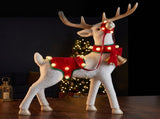 Christabelle 80cm White Reindeer Christmas Light Up Display Animated LED Lights Indoor Xmas Fes 112_NK200