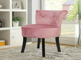Pink Round Vanity Stool with Padded Seat and Backrest V767-XJJ379-PK-V1