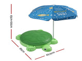 Keezi Kids Sandpit Turtle Sandbox Toys with Umbrella Lid Green 8 Accessories 3 SAND-TURTLE-GN