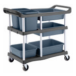 SOGA 3-Tier Commercial Soiled Food Trolley Dirty Plate Cart Five Buckets Kitchen Food Utility FOODCART1518