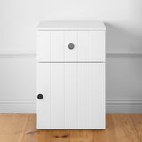 PORTO BEDSIDE TABLE - WHITE - VJ PANEL - ROUND BLACK V164-ECS13WVB06B