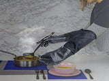 Extra Long Professional Silicone Oven Mitt, Heat Cooking Glove With Internal Cotton For V1369-AZ3-W-11477