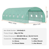 Walk-in Tunnel Greenhouse 29.2x9.7x6.5ft Galvanized Frame PE Cover Green V952-SDXWS30X10X7LDOYEV0