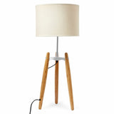 73cm Bamboo Tripod Table Lamp Light Modern Vintage w Beige Linen Shade V563-75134