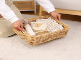 Storage basket Large Rectangular Wicker Basket, Water Hyacinth Storage Basket with Built-in Handles, V1366-AZ2-W-05637