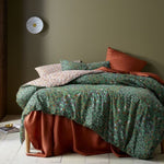 Accessorize Lisa Green Washed Cotton Printed Quilt Cover Set Queen V442-HIN-QUILTCS-LISA-GREEN-QS