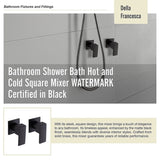 Bathroom Shower Bath Hot and Cold Square Mixer WATERMARK Certified in Black V63-847901