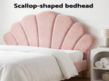 Artiss Bed Frame King Single with 2 Bedside Tables Set Scallop Headboard Pink Velvet Fabric Beds BFRAME-SET-ROSY-BSX2-01