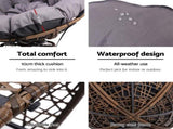 Gardeon Outdoor Chairs Outdoor Furniture Papasan Chair Wicker Patio Garden Brown ODF-PAPASAN-CH-BR