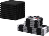 Homaxy 100% Cotton Dish Cloths, 8 Pack - 12 x 12 Inches, Black and Kitchen Towels and Dishcloths V1258-DP02-F-158