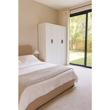 4 Door White Wardrobe Cabinet Hanging Rail, Shelves & Black Handles V63-953111